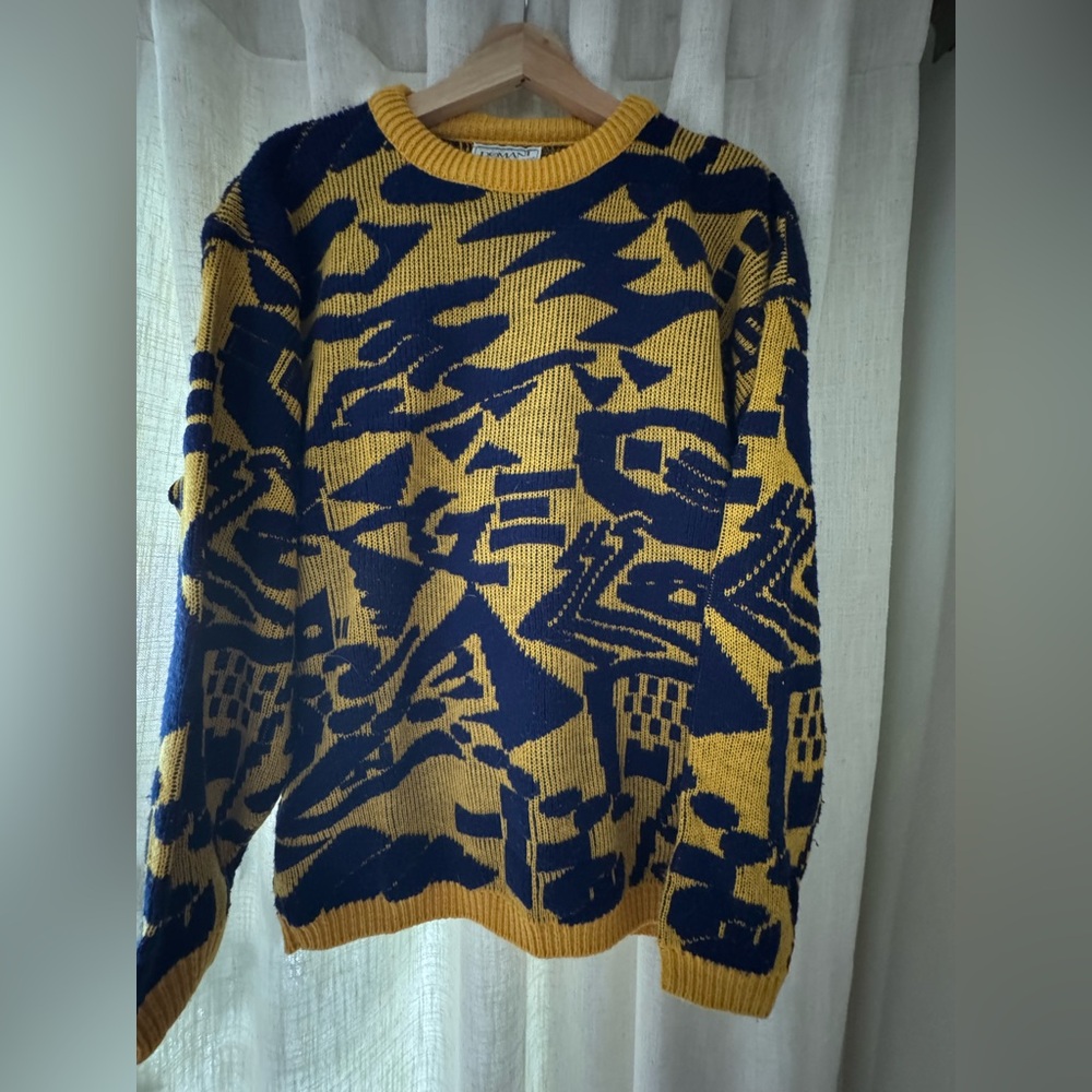 Vintage Domani Sweater in Navy and Mustard